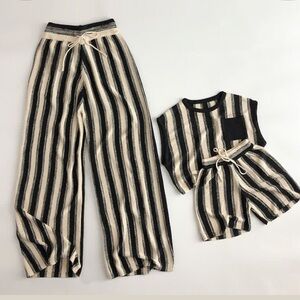 Miniolie mommy and me matching striped pants and shorts